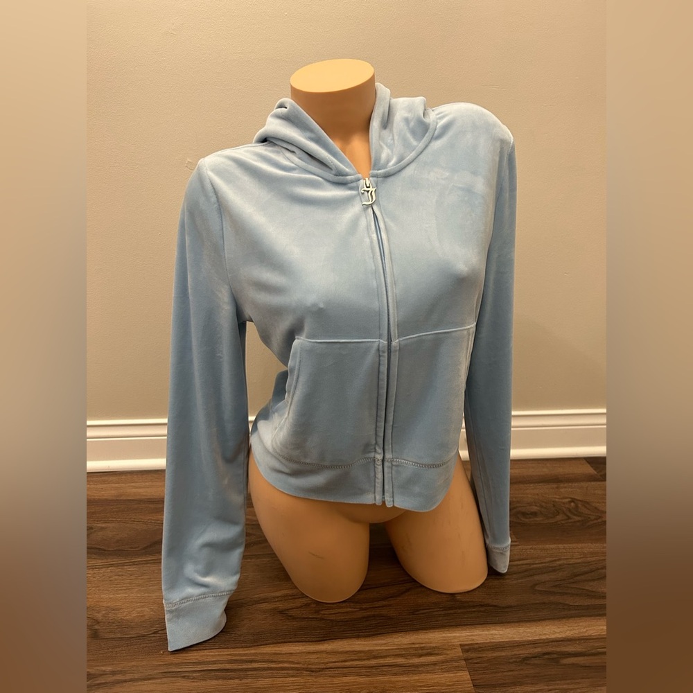 Juicy Couture Powder Blue Velour Zip Hoodie